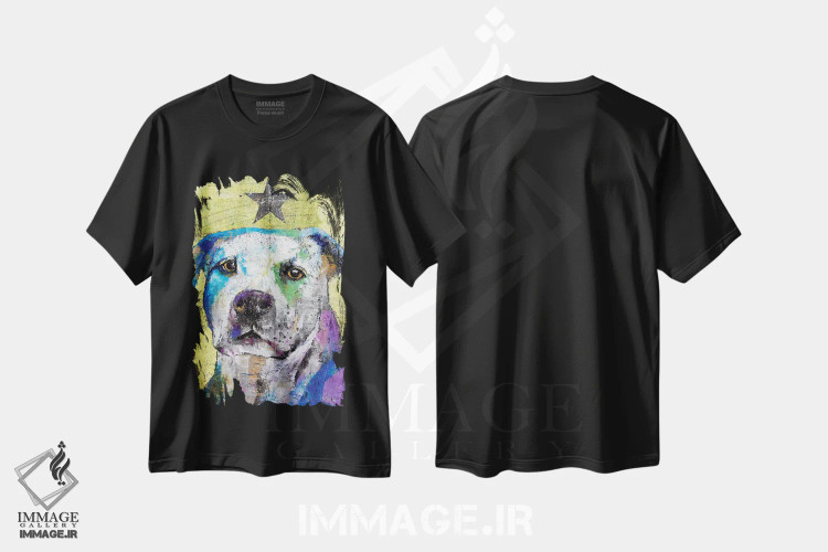 تیشرت مشکی طرح دار – تیشرت هنری ,پیت بول تریر اثر مایکل کریس فروشگاه ایماژ