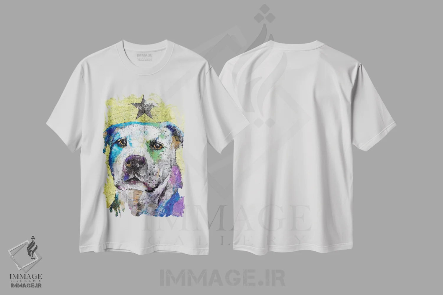 تیشرت سفید طرح دار – تیشرت هنری ,پیت بول تریر اثر مایکل کریس immage.ir