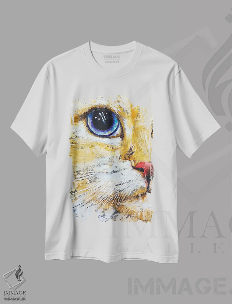 تیشرت سفید طرح دار – تیشرت گربه ,رگامافین اثر مایکل کریس فروشگاه ایماژ