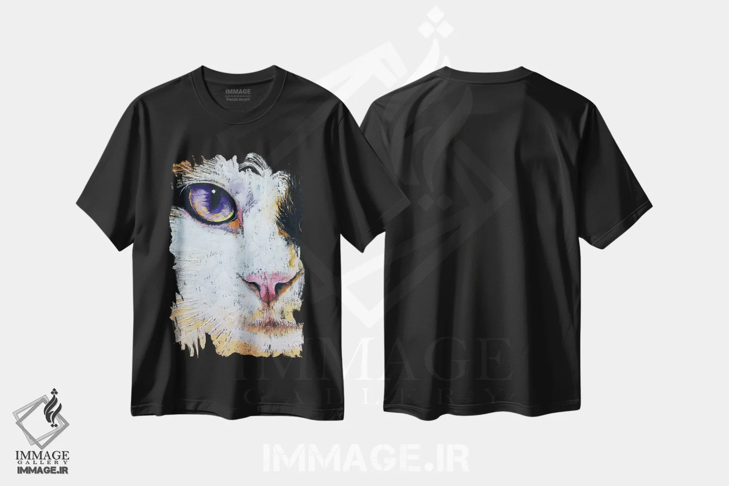 تیشرت مشکی طرح دار – تیشرت گربه ,گربه رگدال اثر مایکل کریس فروشگاه ایماژ
