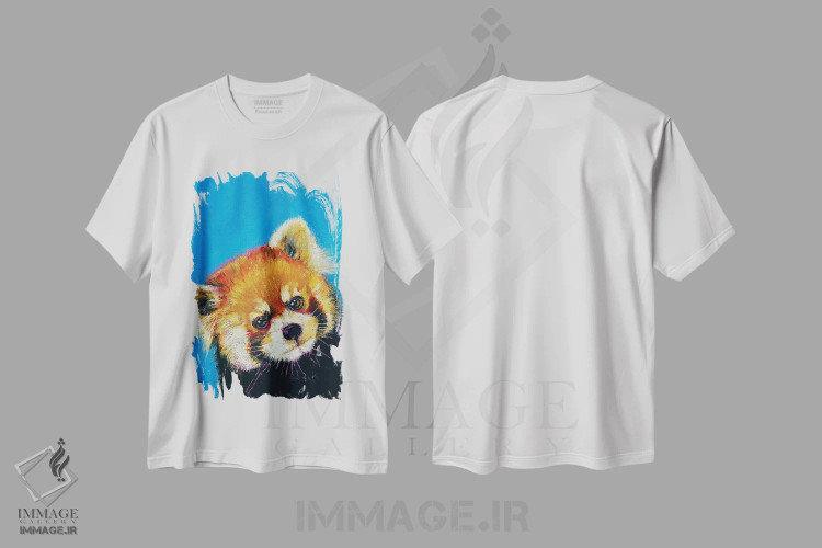 تیشرت سفید طرح دار – تیشرت فانتزی ,پاندای قرمز اثر مایکل کریس فروشگاه ایماژ
