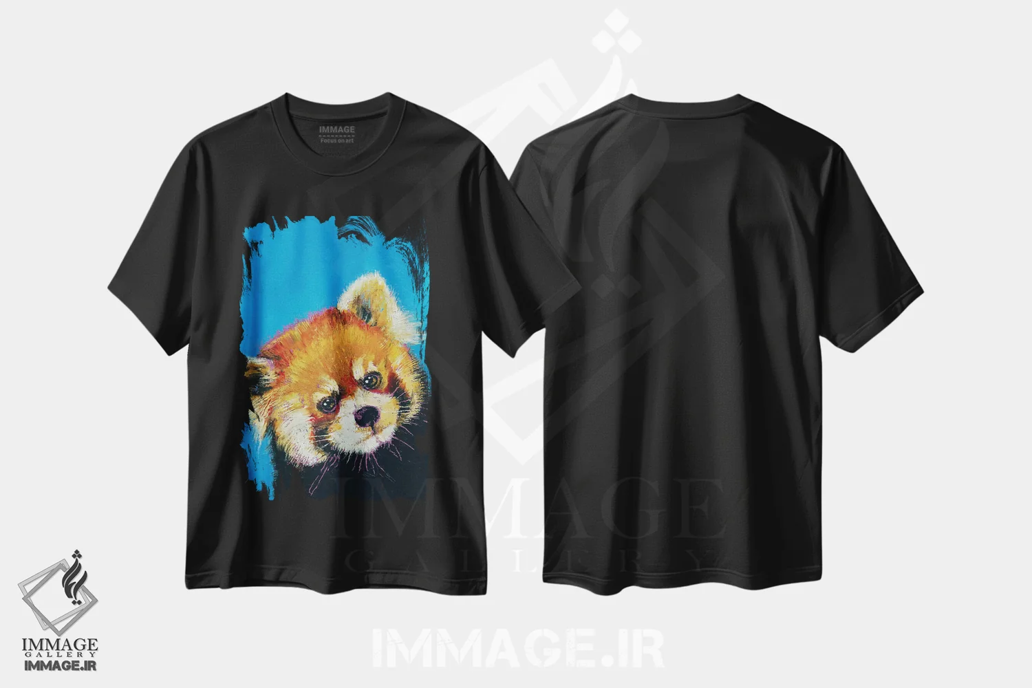 تیشرت مشکی طرح دار – تیشرت فانتزی ,پاندای قرمز اثر مایکل کریس immage.ir