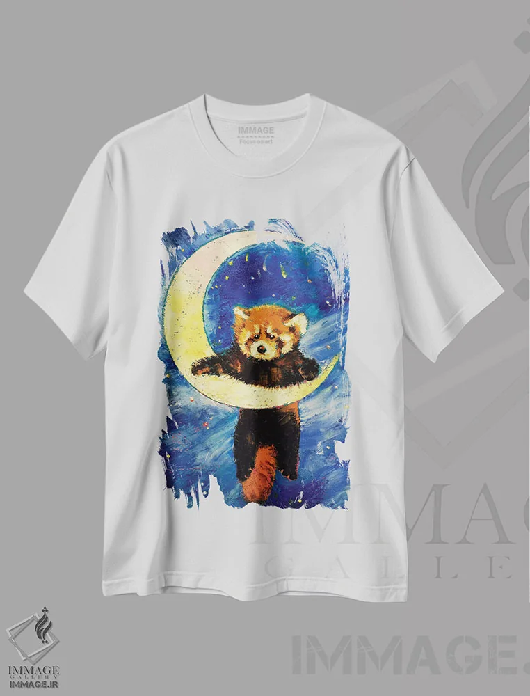 تیشرت سفید طرح دار – تیشرت فانتزی ,ستاره های پاندای قرمز اثر مایکل کریس immage.ir