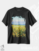 تیشرت مشکی طرح دار – تیشرت طبیعت ,شقایق های ساحلی اثر مایکل کریس فروشگاه ایماژ