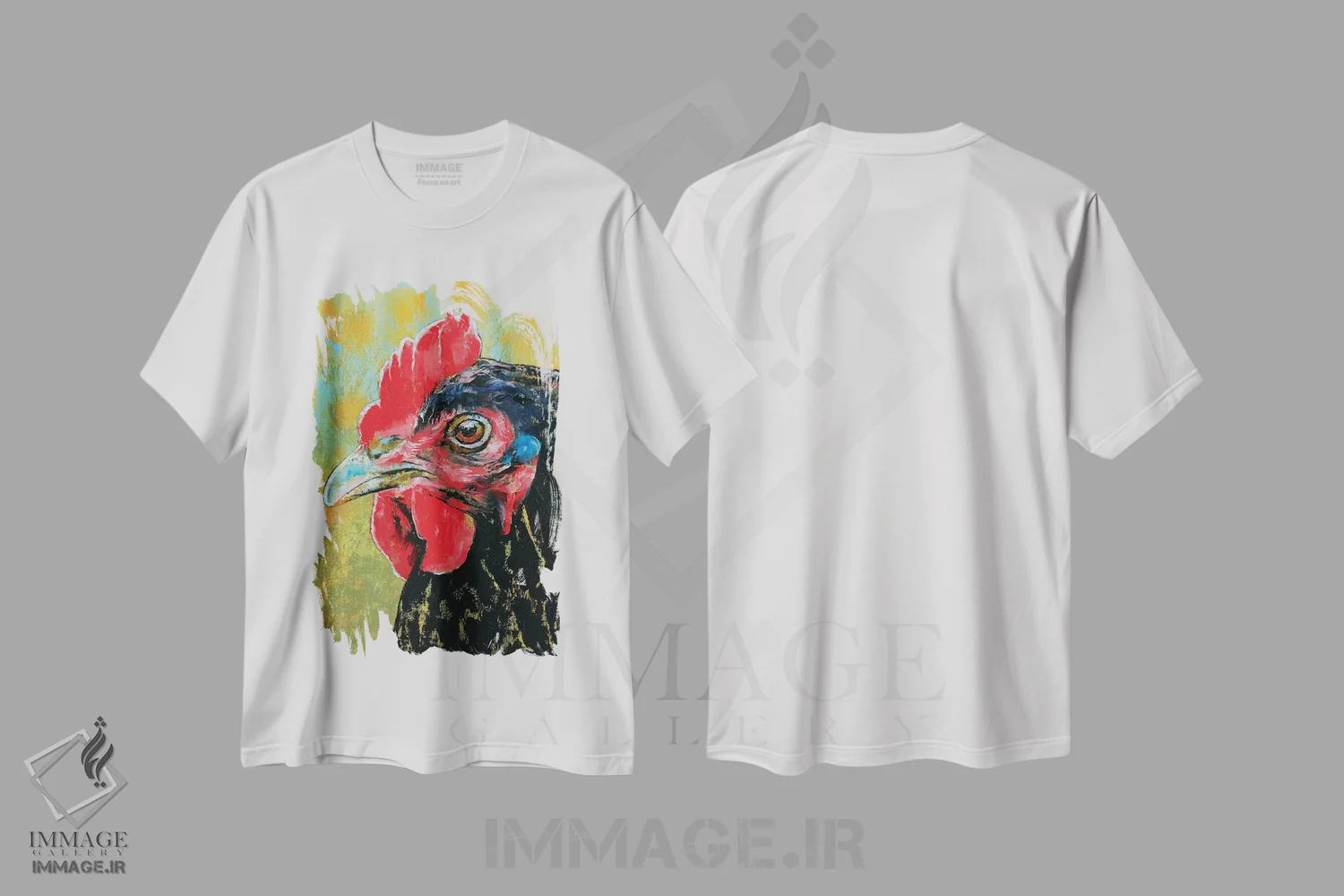 تیشرت سفید طرح دار – تیشرت حیوانات ,خروس اثر مایکل کریس فروشگاه ایماژ