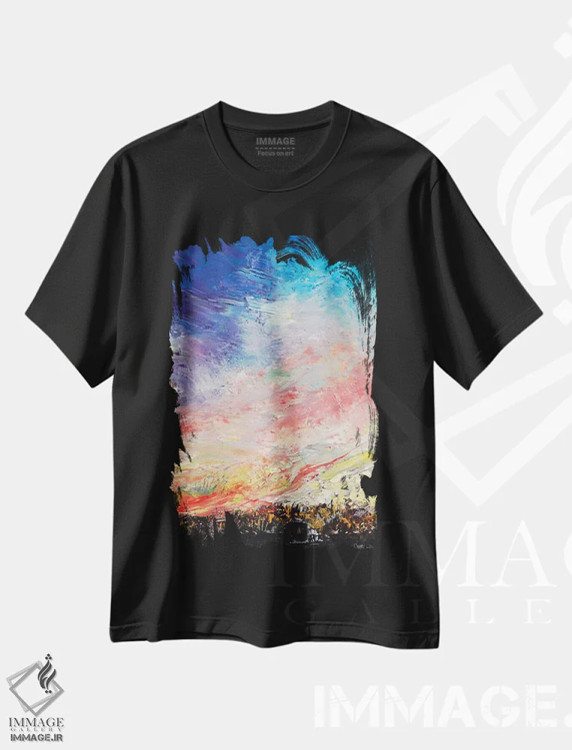 تیشرت مشکی طرح دار – تیشرت انتزاعی ,آتش سوزی جنگل اثر مایکل کریس فروشگاه ایماژ