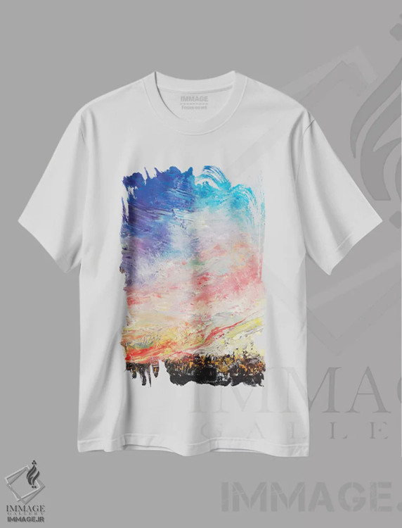 تیشرت سفید طرح دار – تیشرت انتزاعی ,آتش سوزی جنگل اثر مایکل کریس immage.ir