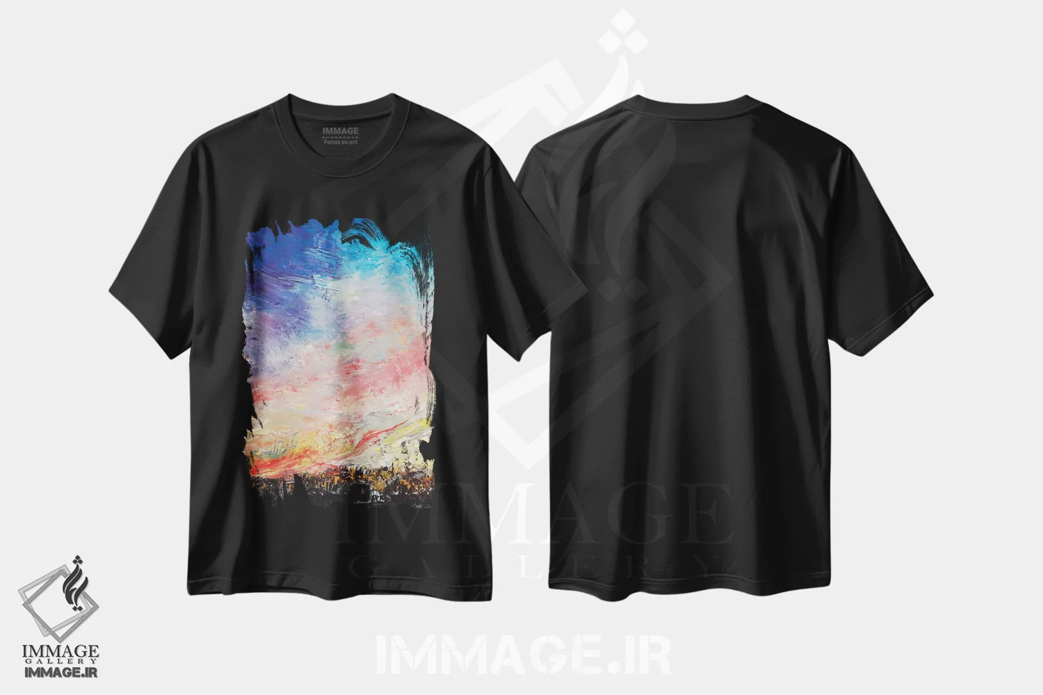 تیشرت مشکی طرح دار – تیشرت انتزاعی ,آتش سوزی جنگل اثر مایکل کریس فروشگاه ایماژ