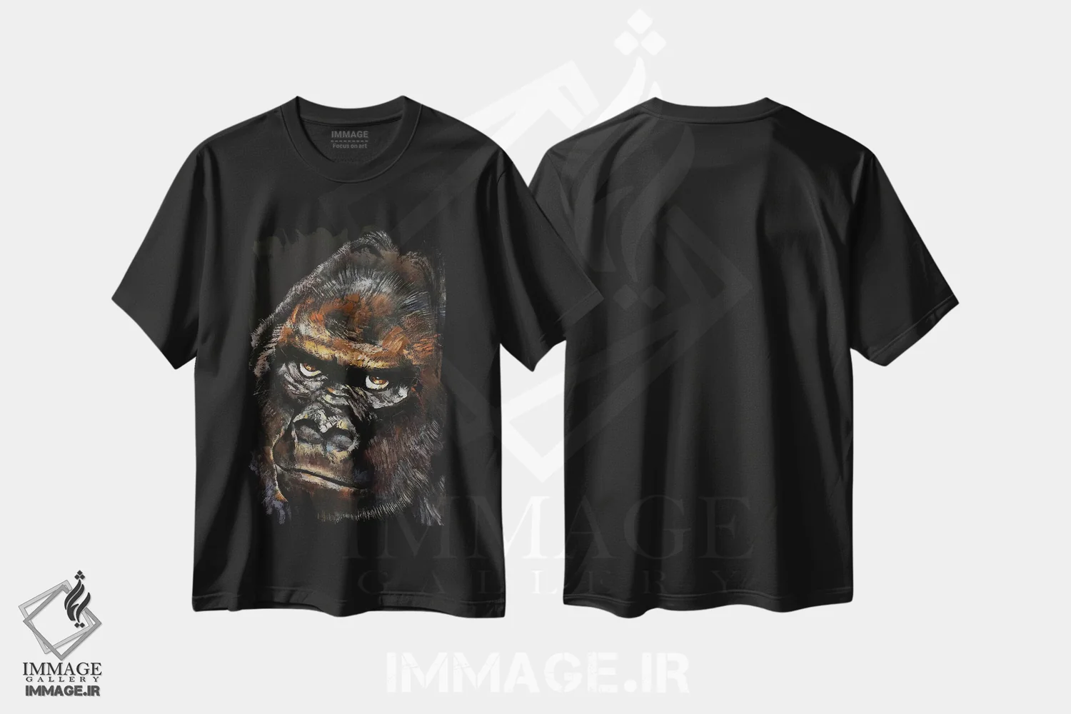 تیشرت مشکی طرح دار – تیشرت حیوانات ,گوریل اثر مایکل کریس immage.ir