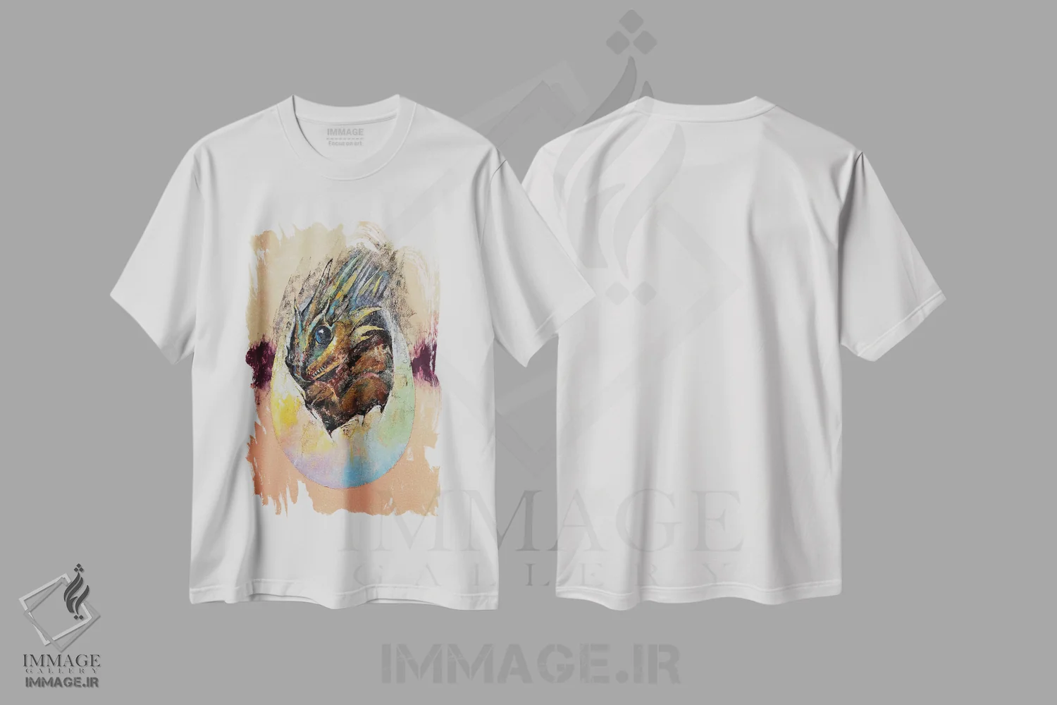 تیشرت سفید طرح دار – تیشرت فانتزی ,اژدهای کوچک اثر مایکل کریس immage.ir