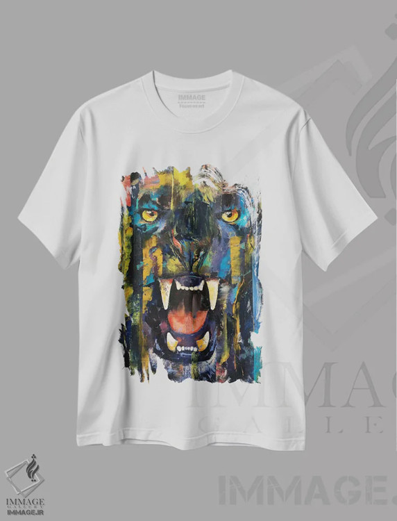 تیشرت سفید طرح دار – تیشرت اسپرت ,پلنگ سیاه اثر مایکل کریس فروشگاه ایماژ