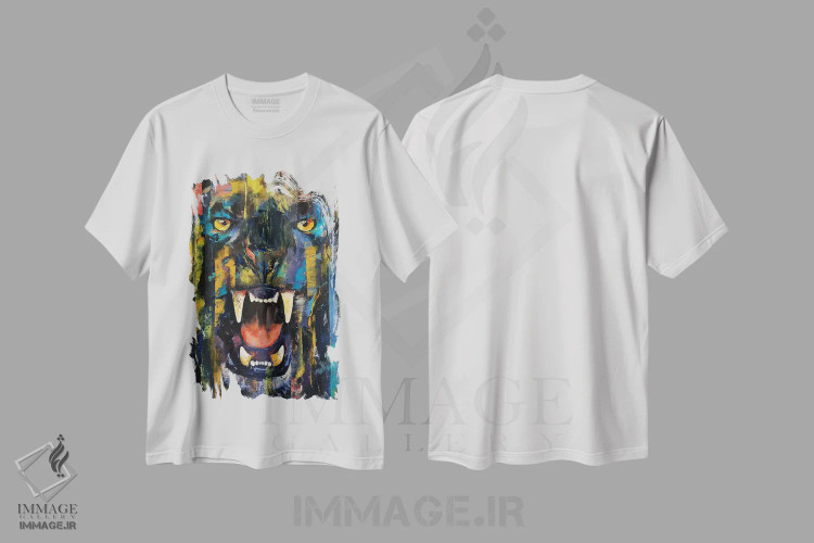 تیشرت سفید طرح دار – تیشرت اسپرت ,پلنگ سیاه اثر مایکل کریس فروشگاه ایماژ