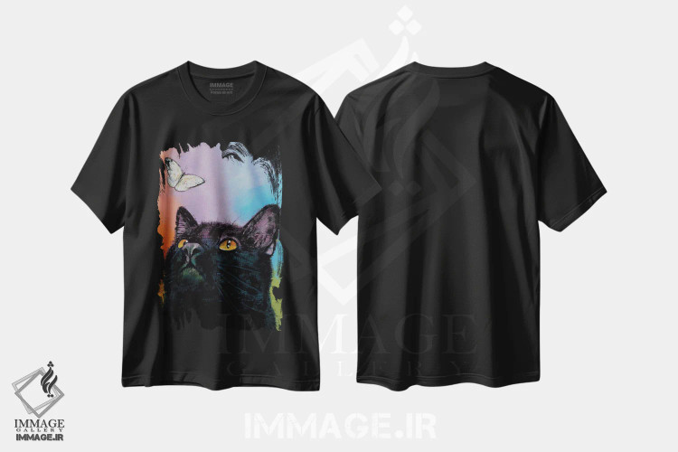 تیشرت مشکی طرح دار – تیشرت فانتزی ,پروانه گربه سیاه اثر مایکل کریس immage.ir