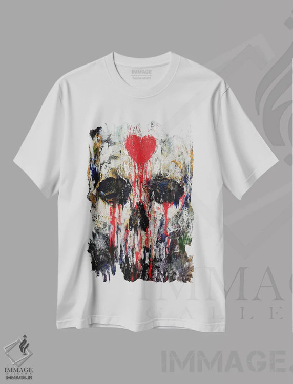 تیشرت سفید طرح دار – تیشرت هنری ,قلب خونین اثر مایکل کریس immage.ir