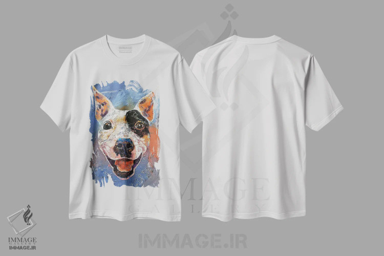 تیشرت سفید طرح دار – تیشرت حیوانات ,پیت بول خوشحال اثر مایکل کریس فروشگاه ایماژ