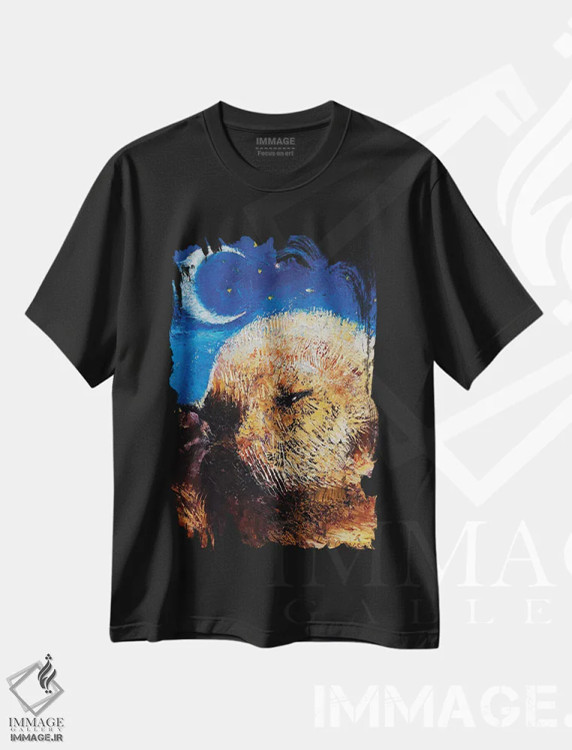 تیشرت مشکی طرح دار – تیشرت حیوانات ,بچه سمور دریایی اثر مایکل کریس immage.ir