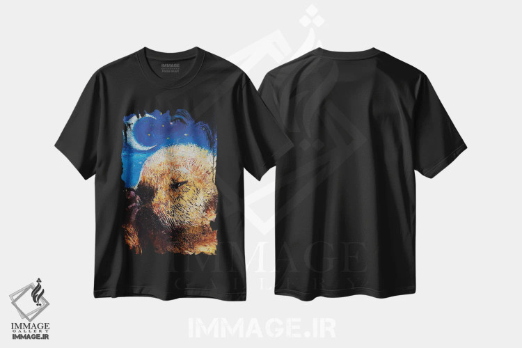 تیشرت مشکی طرح دار – تیشرت حیوانات ,بچه سمور دریایی اثر مایکل کریس immage.ir