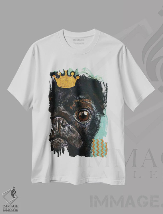 تیشرت سفید طرح دار – تیشرت طنز ,پاگ پادشاه اثر مایکل کریس فروشگاه ایماژ