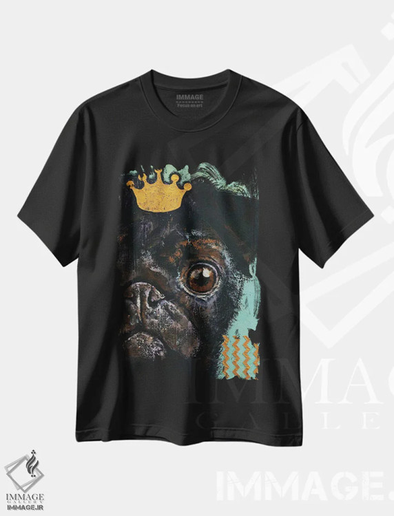تیشرت مشکی طرح دار – تیشرت طنز ,پاگ پادشاه اثر مایکل کریس immage.ir