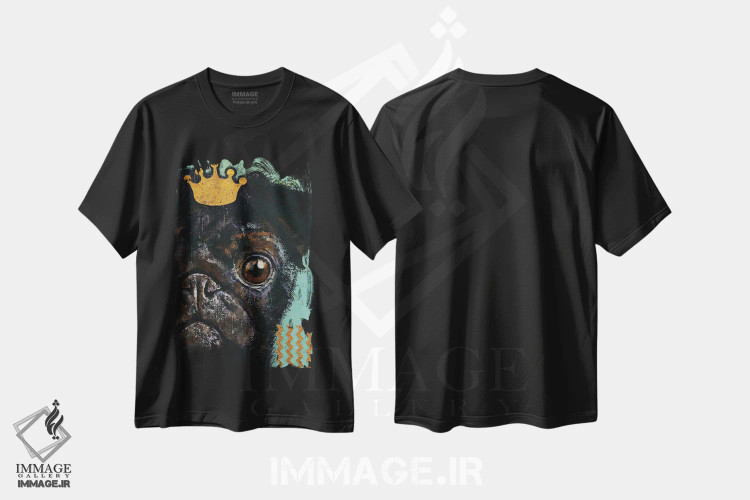 تیشرت مشکی طرح دار – تیشرت طنز ,پاگ پادشاه اثر مایکل کریس immage.ir