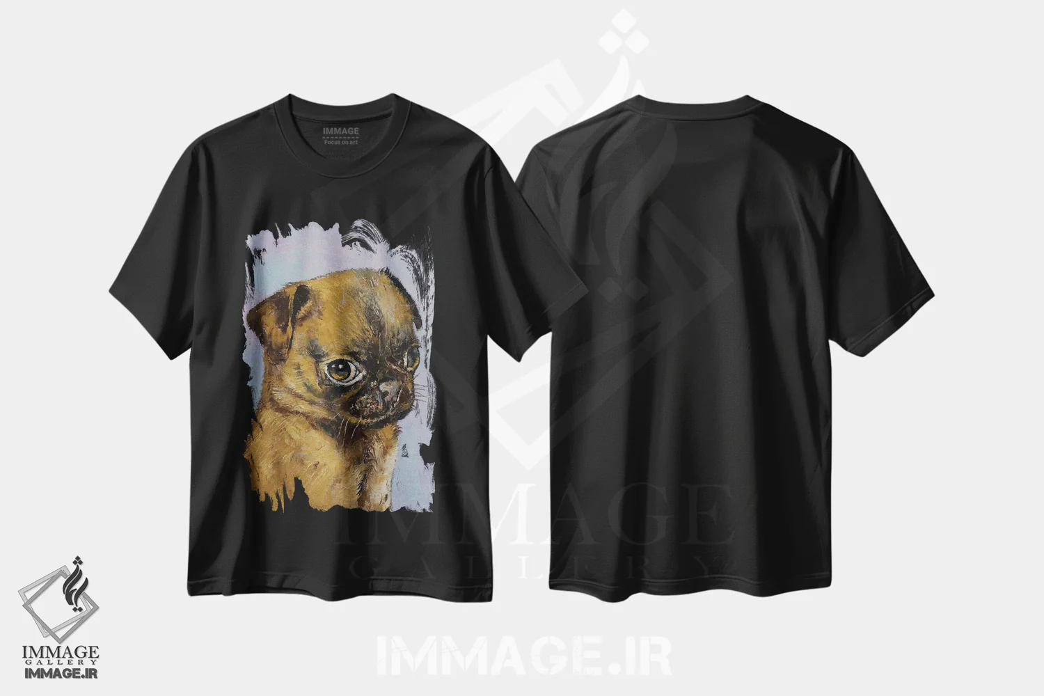 تیشرت مشکی طرح دار – تیشرت حیوانات ,توله سگ پاگ اثر مایکل کریس فروشگاه ایماژ