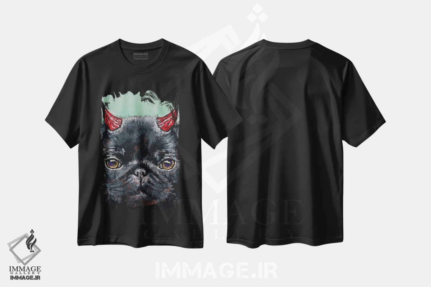 تیشرت مشکی طرح دار – تیشرت فانتزی ,پاگ شیطانی اثر مایکل کریس immage.ir