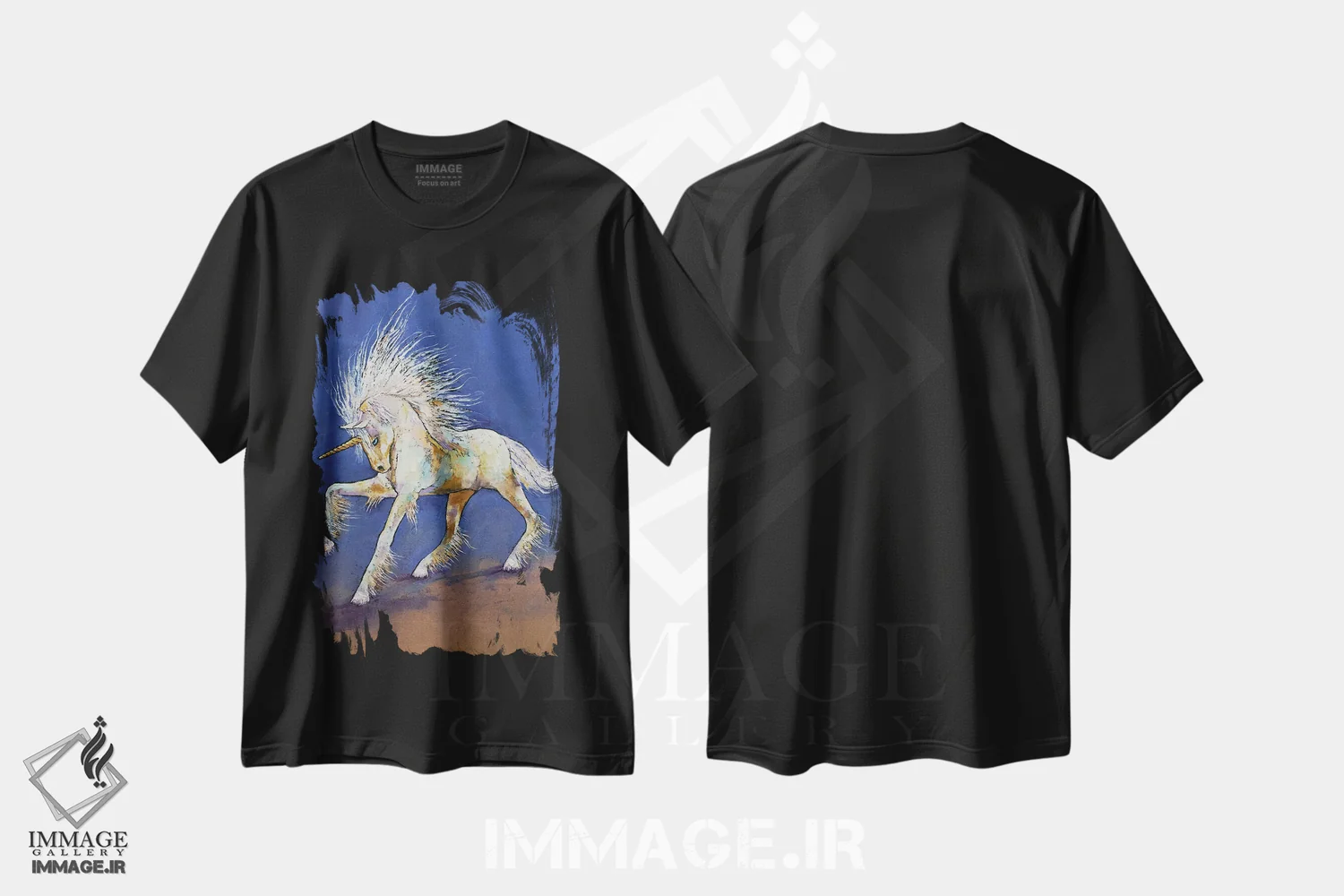 تیشرت مشکی طرح دار – تیشرت فانتزی ,تک شاخ کوچولو اثر مایکل کریس immage.ir