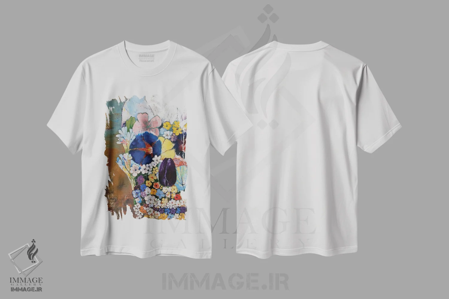 تیشرت سفید طرح دار – تیشرت فانتزی ,جمجمه گلدار اثر مایکل کریس immage.ir