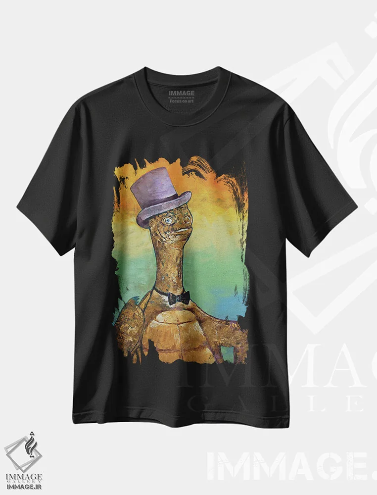 تیشرت مشکی طرح دار – تیشرت حیوانات ,لاک پشت باحال اثر مایکل کریس فروشگاه ایماژ