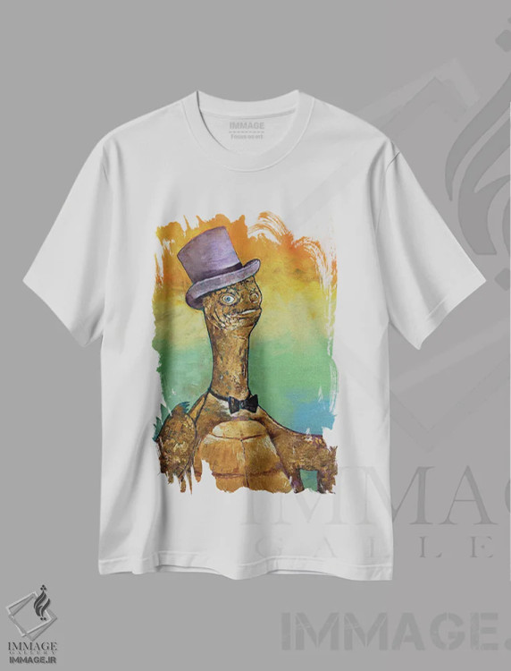 تیشرت سفید طرح دار – تیشرت حیوانات ,لاک پشت باحال اثر مایکل کریس immage.ir