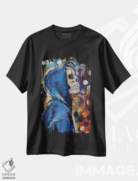 تیشرت مشکی طرح دار – تیشرت گرافیکی ,پسر جمجمه ای اثر مایکل کریس immage.ir