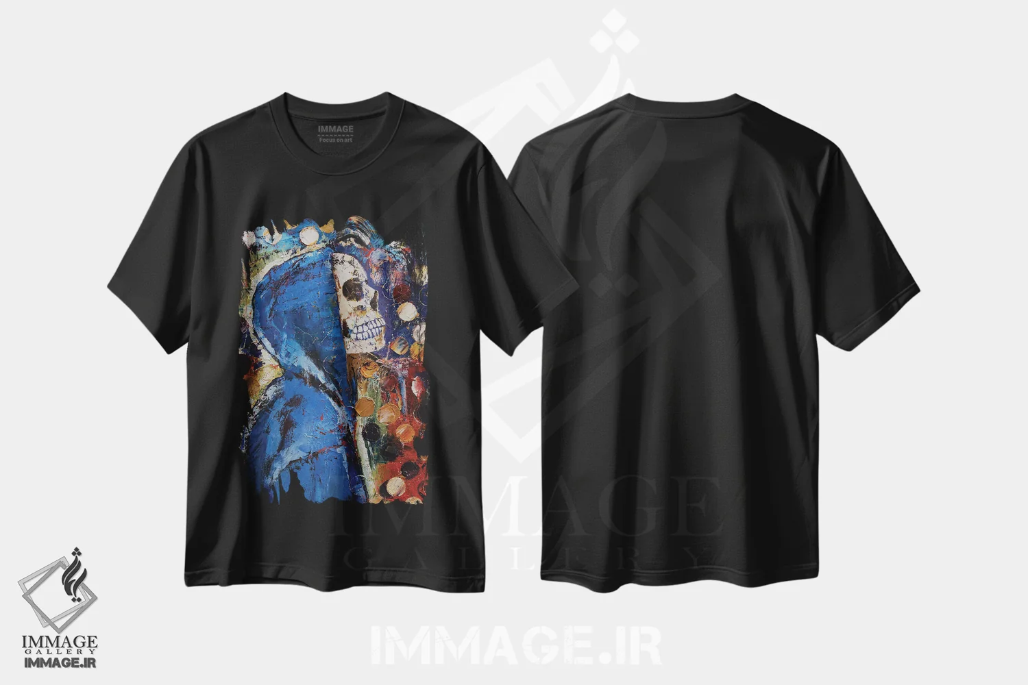 تیشرت مشکی طرح دار – تیشرت گرافیکی ,پسر جمجمه ای اثر مایکل کریس immage.ir