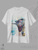 تیشرت سفید طرح دار – تیشرت فانتزی ,تک شاخ تیره اثر مایکل کریس فروشگاه ایماژ