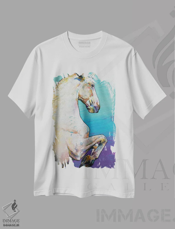 تیشرت سفید طرح دار – تیشرت فانتزی ,تک شاخ سفید اثر مایکل کریس immage.ir