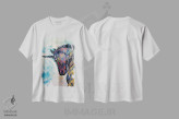تیشرت سفید طرح دار – تیشرت فانتزی ,تک شاخ تیره اثر مایکل کریس فروشگاه ایماژ