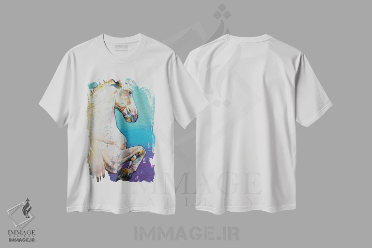 تیشرت سفید طرح دار – تیشرت فانتزی ,تک شاخ سفید اثر مایکل کریس immage.ir