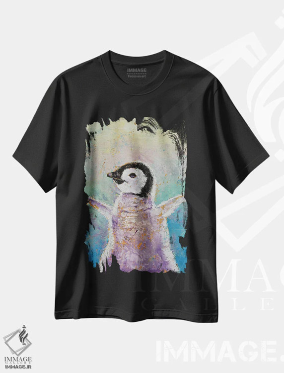 تیشرت مشکی طرح دار – تیشرت حیوانات ,بچه پنگوئن اثر مایکل کریس فروشگاه ایماژ