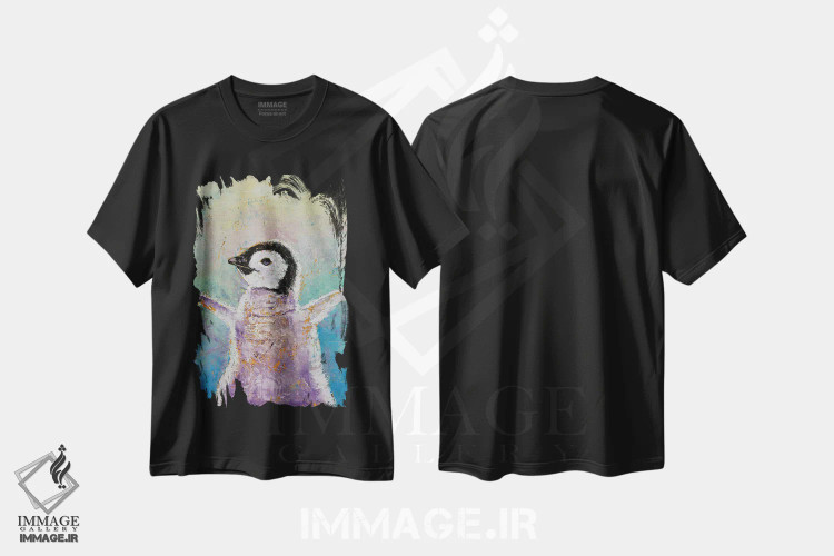 تیشرت مشکی طرح دار – تیشرت حیوانات ,بچه پنگوئن اثر مایکل کریس فروشگاه ایماژ