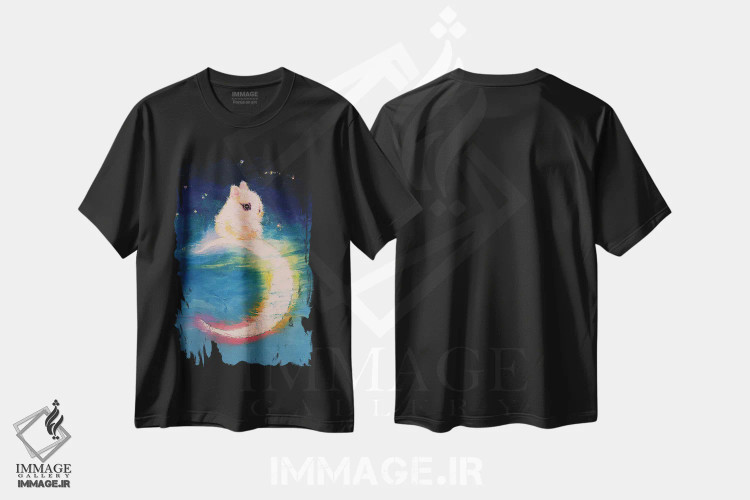 تیشرت مشکی طرح دار – تیشرت فانتزی ,خرگوش ماه اثر مایکل کریس immage.ir