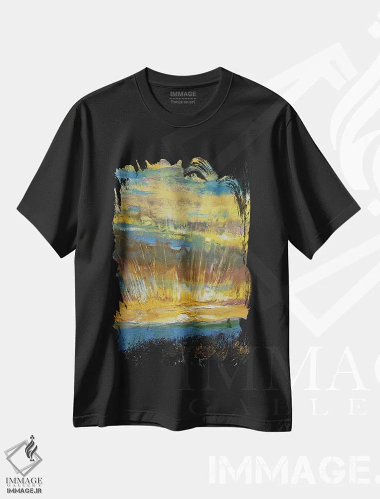 تیشرت مشکی طرح دار – تیشرت طبیعت ,غروب لطیف و ظریف اثر مایکل کریس immage.ir