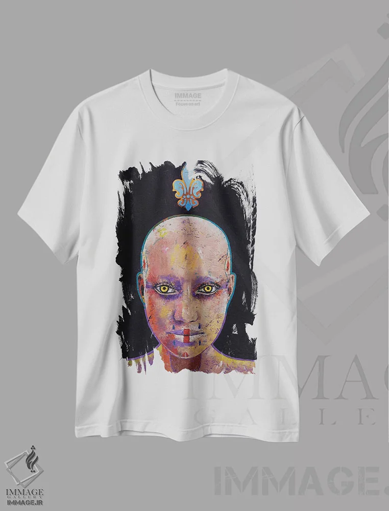 تیشرت سفید طرح دار – تیشرت پرتره ,حوّا اثر مایکل کریس immage.ir