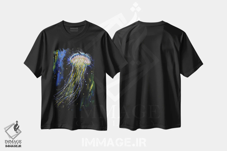 تیشرت مشکی طرح دار – تیشرت فانتزی ,عروس دریایی در فضا اثر مایکل کریس immage.ir