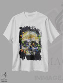 تیشرت سفید طرح دار – تیشرت فانتزی ,جمجمه قارچی اثر مایکل کریس immage.ir