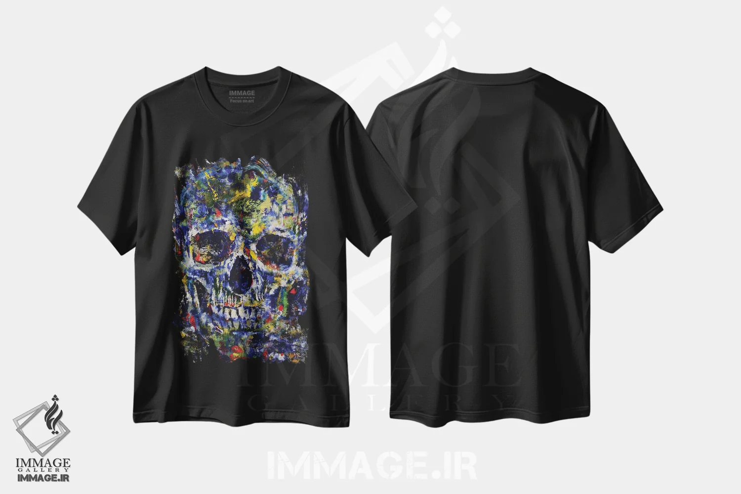 تیشرت مشکی طرح دار – تیشرت گرافیکی ,جمجمه انتزاعی اثر مایکل کریس immage.ir