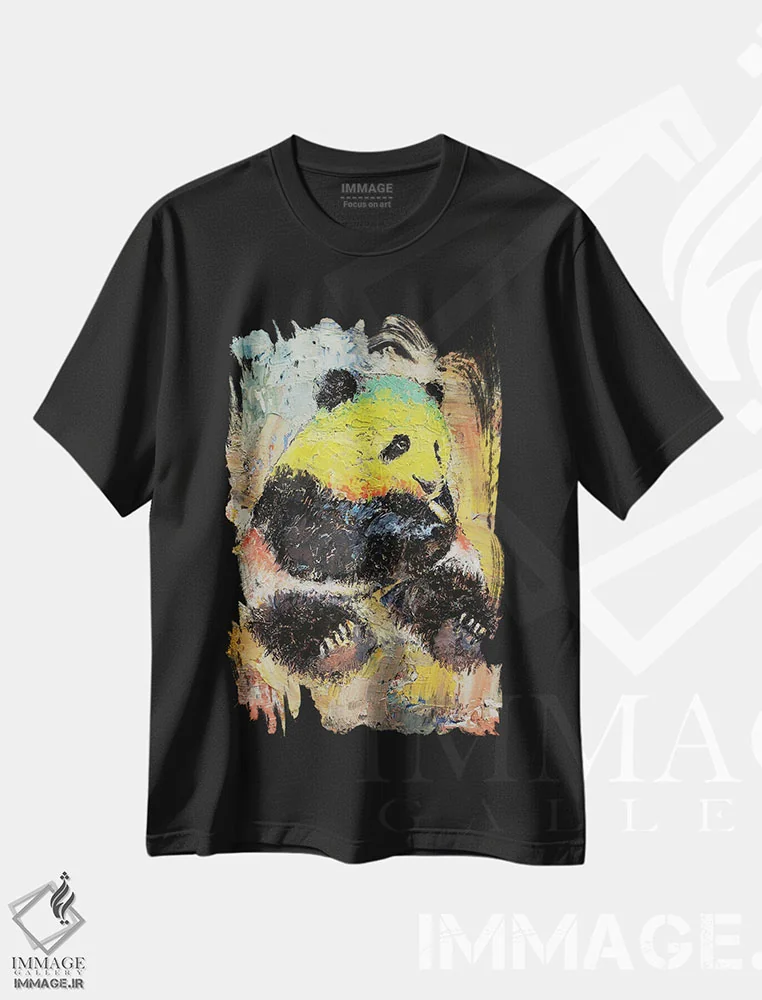 تیشرت مشکی طرح دار – تیشرت موسیقی ,پاندای راستافاری اثر مایکل کریس immage.ir