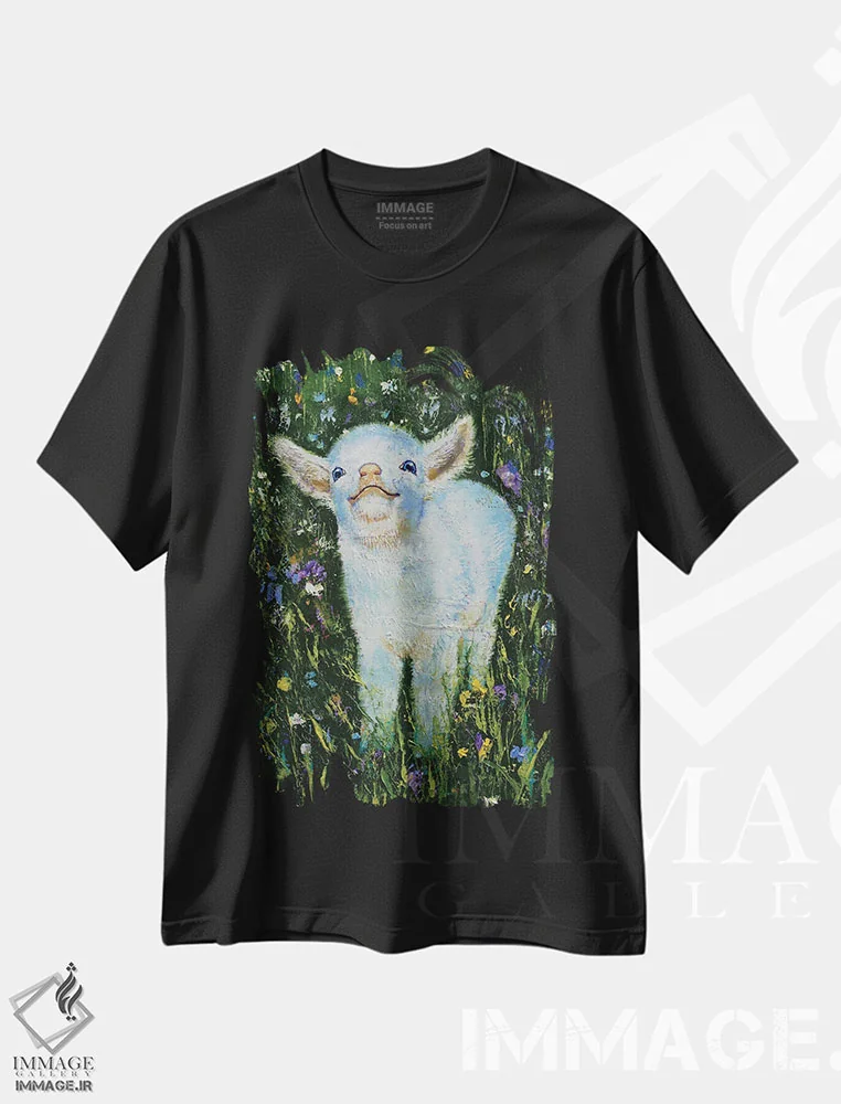 تیشرت مشکی طرح دار – تیشرت طبیعت ,بزغاله اثر مایکل کریس فروشگاه ایماژ