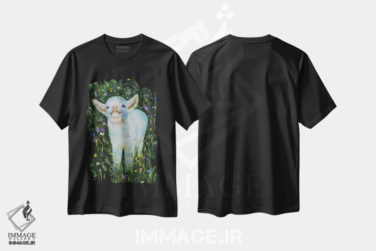 تیشرت مشکی طرح دار – تیشرت طبیعت ,بزغاله اثر مایکل کریس فروشگاه ایماژ