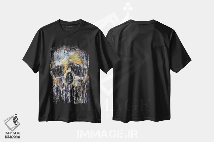 تیشرت مشکی طرح دار – تیشرت فانتزی ,جمجمه کتولهو اثر مایکل کریس immage.ir