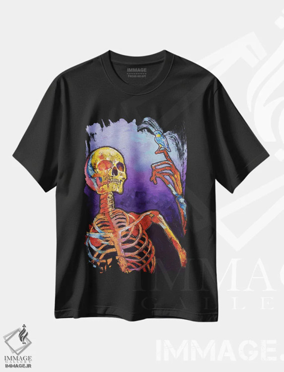 تیشرت مشکی طرح دار – تیشرت فانتزی ,رستاخیز اثر مایکل کریس immage.ir