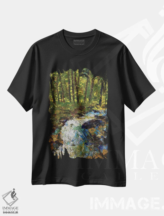 تیشرت مشکی طرح دار – تیشرت طبیعت ,جویبار کوهستانی اسموکی اثر مایکل کریس فروشگاه ایماژ